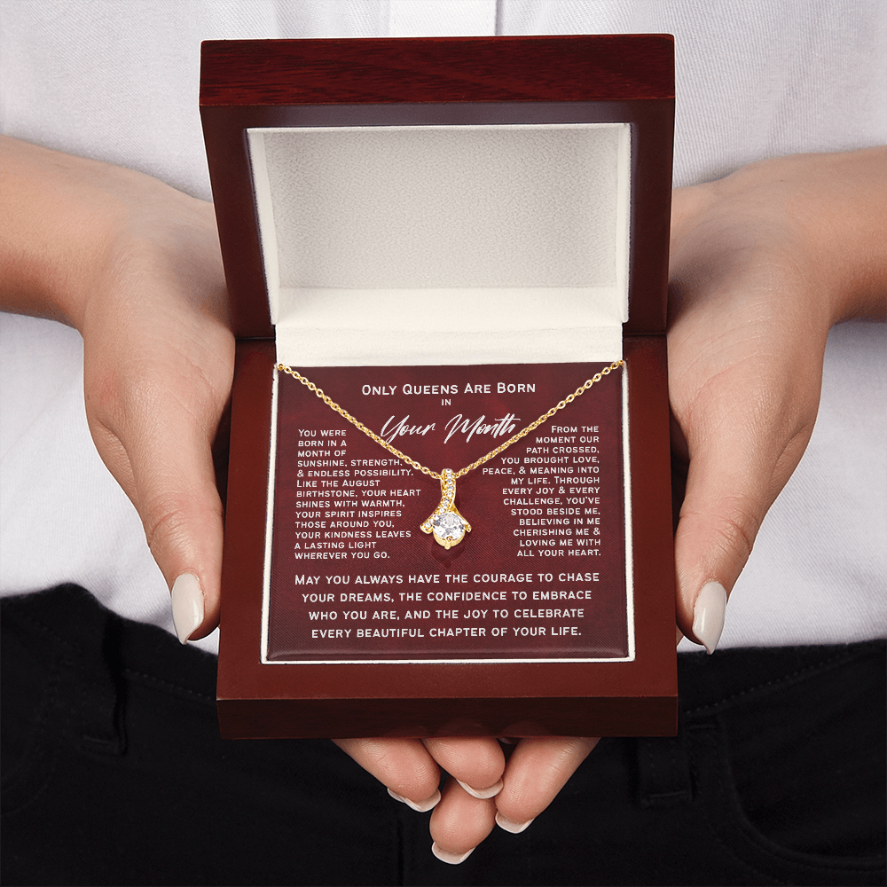 Personalized Birth Month Necklace – Only Queens Are Born This Month | Birthday Gift for Her, Wife, Mom, Grandma, Sister or Daughter | SparkinGifts