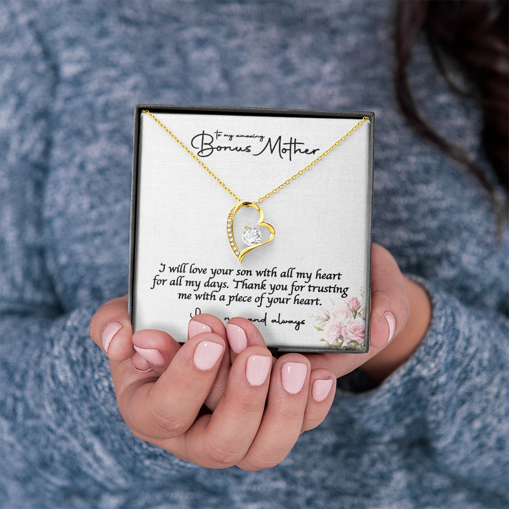 Bride Necklace Gift For Bonus Mom , Step Mom Stylish Jewelry Gift with a Kind Heartwarming Message Card, Mother in Law Gift from Bride, MIL Wedding Gift, Step Mother of the Bride Gift Jewelry