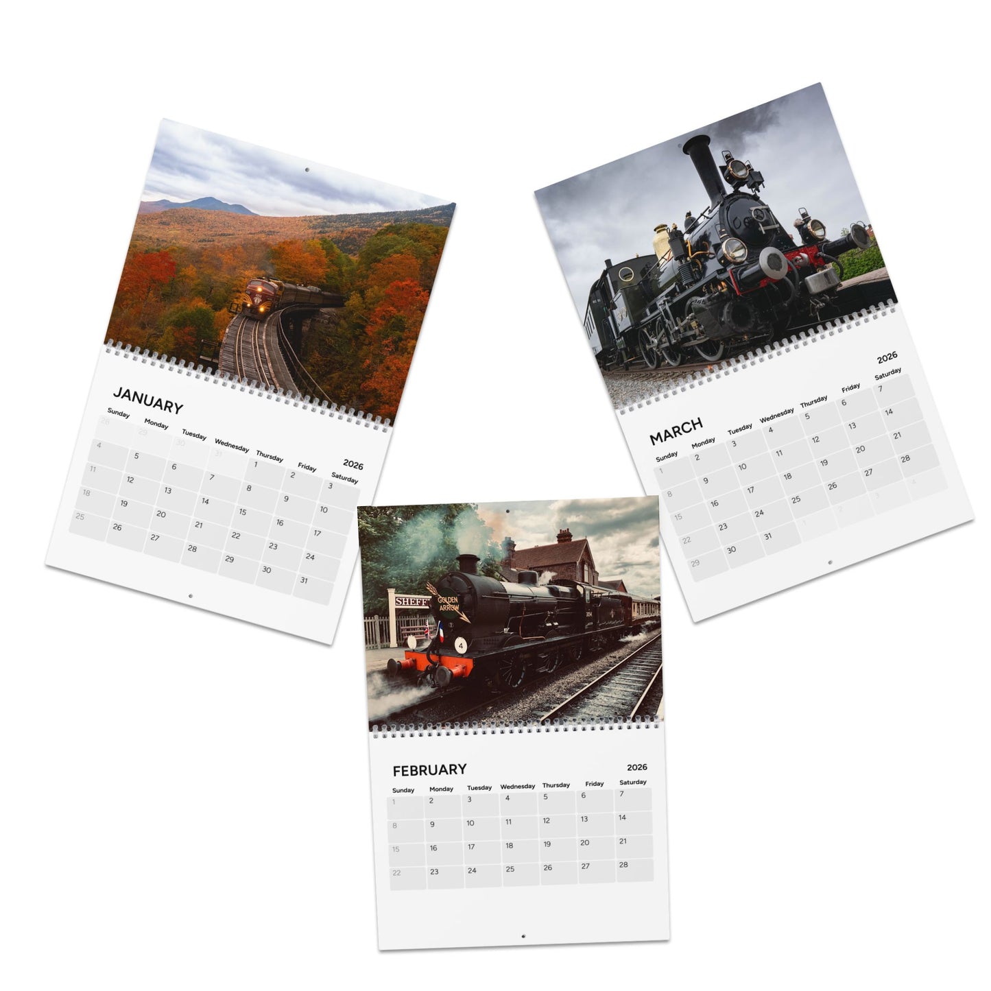 2026 Vintage Train Calendar: Celebrate the Golden Age of Railways with Classic Photography (10.8" x 8.4")