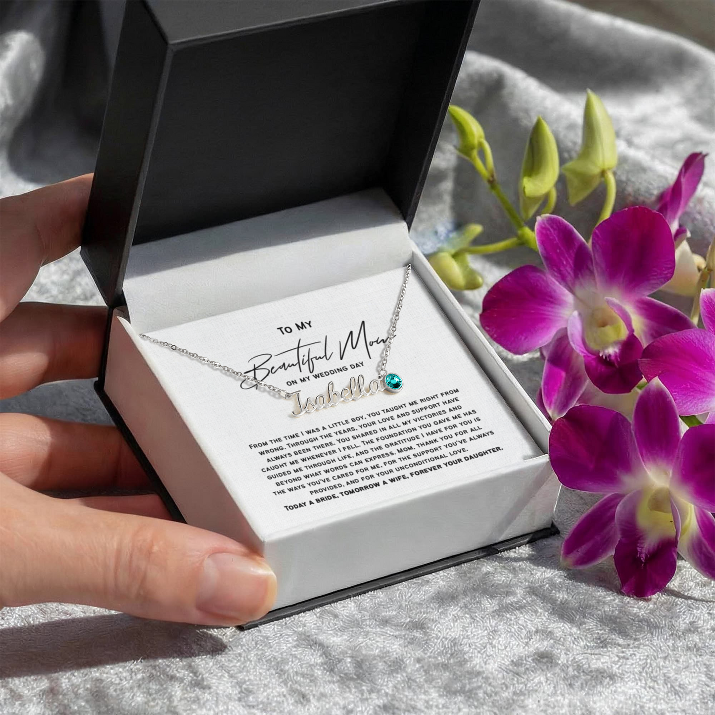 Mother of the Bride Necklace Gift | Wedding Gift from Daughter to Mom | Bride to Mother Gift | Sentimental Jewelry for Mom