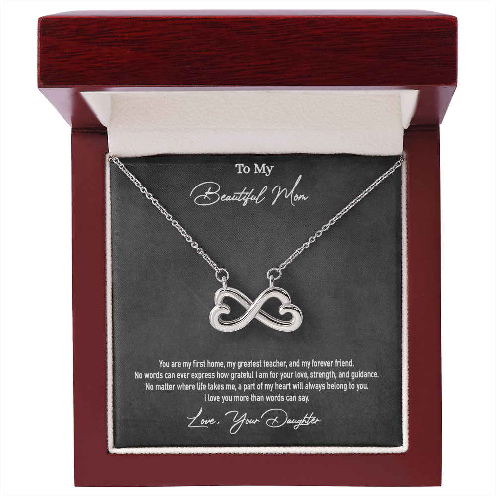Daughter to Mother Gift | Endless Love Heart Infinity Necklace for Mom | "I Love You More Than Words Can Say"