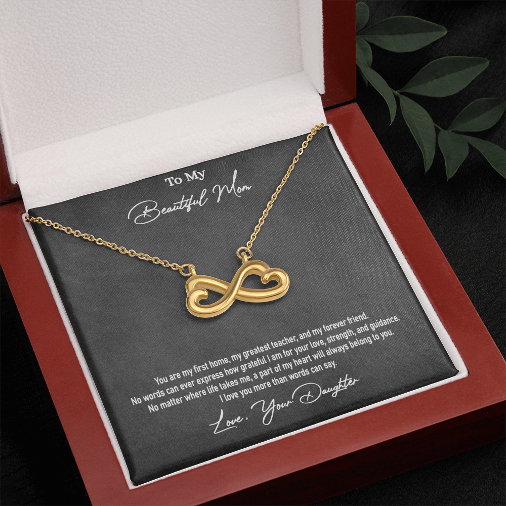 Daughter to Mother Gift | Endless Love Heart Infinity Necklace for Mom | "I Love You More Than Words Can Say"