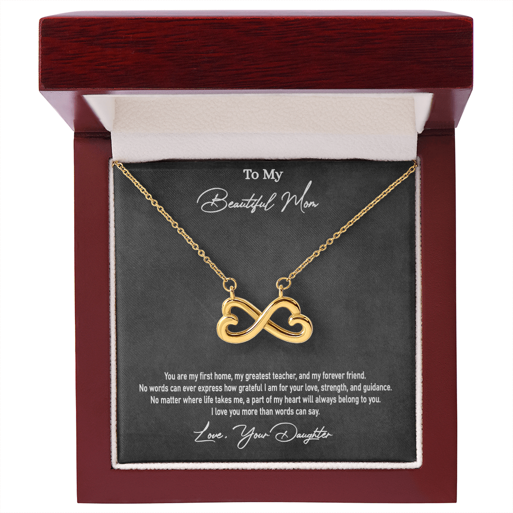 Daughter to Mother Gift | Endless Love Heart Infinity Necklace for Mom | "I Love You More Than Words Can Say"