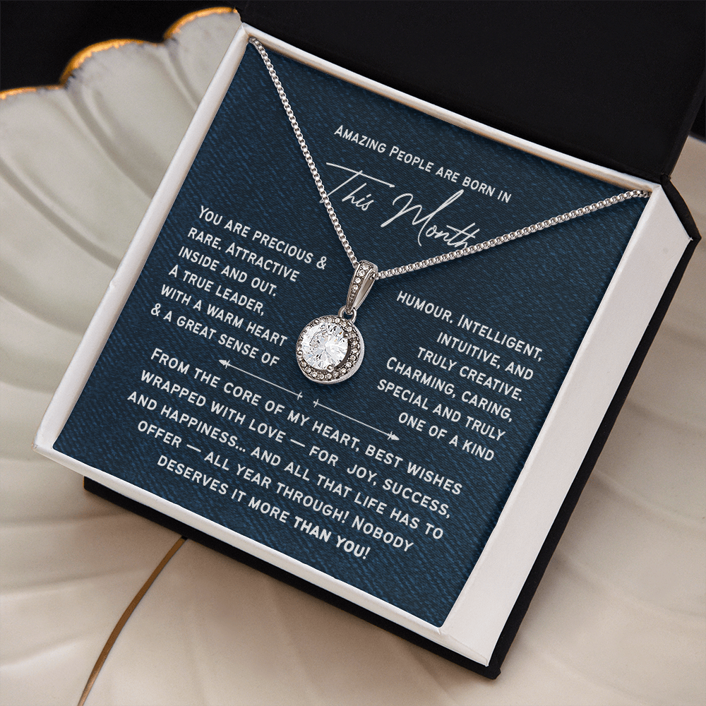 Personalized Birthday Necklace for Her | Amazing People Are Born in [This Month], A Custom Birth Month Gift for Women & Girls