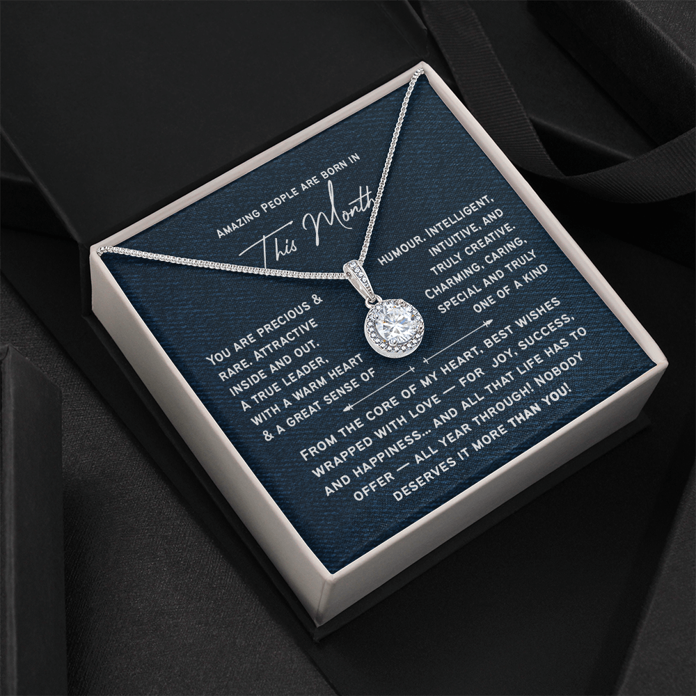 Personalized Birthday Necklace for Her | Amazing People Are Born in [This Month], A Custom Birth Month Gift for Women & Girls