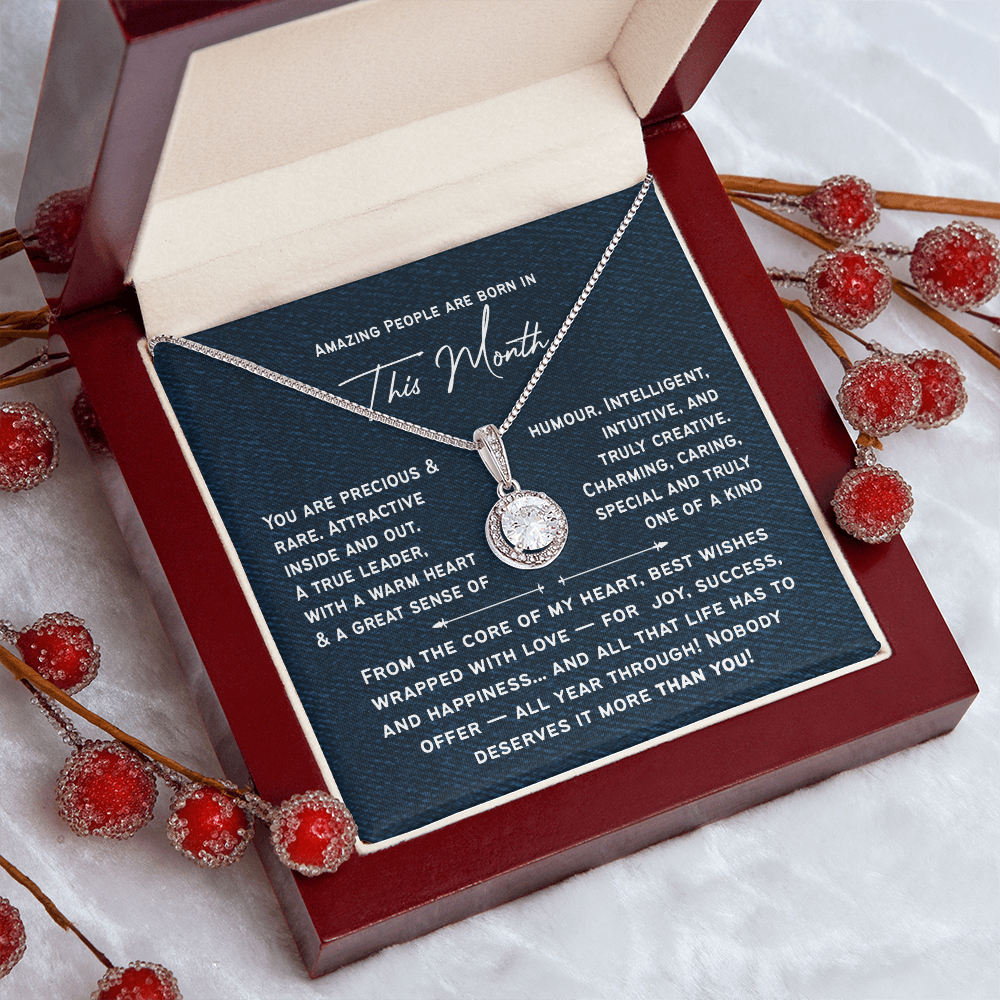 Personalized Birthday Necklace for Her | Amazing People Are Born in [This Month], A Custom Birth Month Gift for Women & Girls