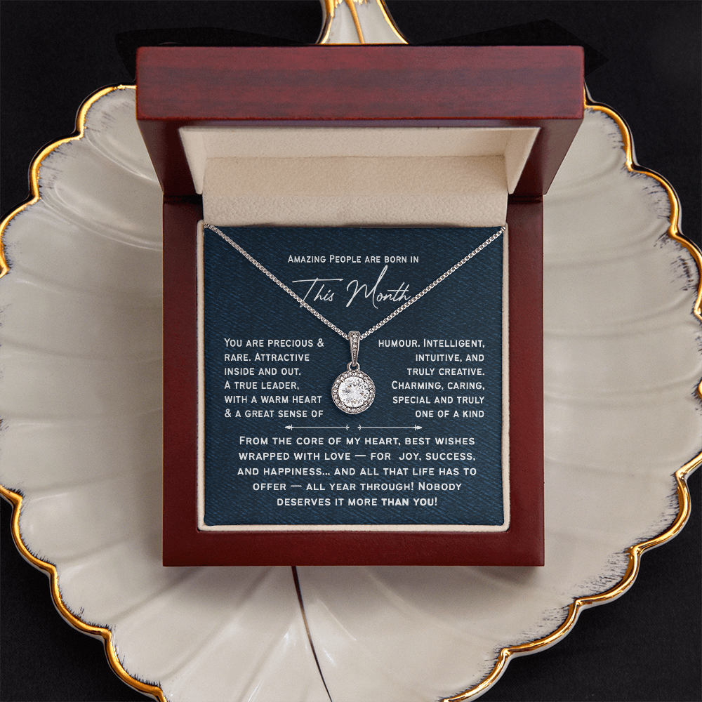 Personalized Birthday Necklace for Her | Amazing People Are Born in [This Month], A Custom Birth Month Gift for Women & Girls