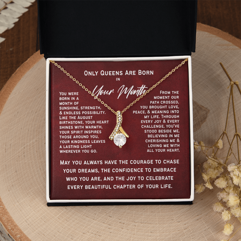 Personalized Birth Month Necklace – Only Queens Are Born This Month | Birthday Gift for Her, Wife, Mom, Grandma, Sister or Daughter | SparkinGifts