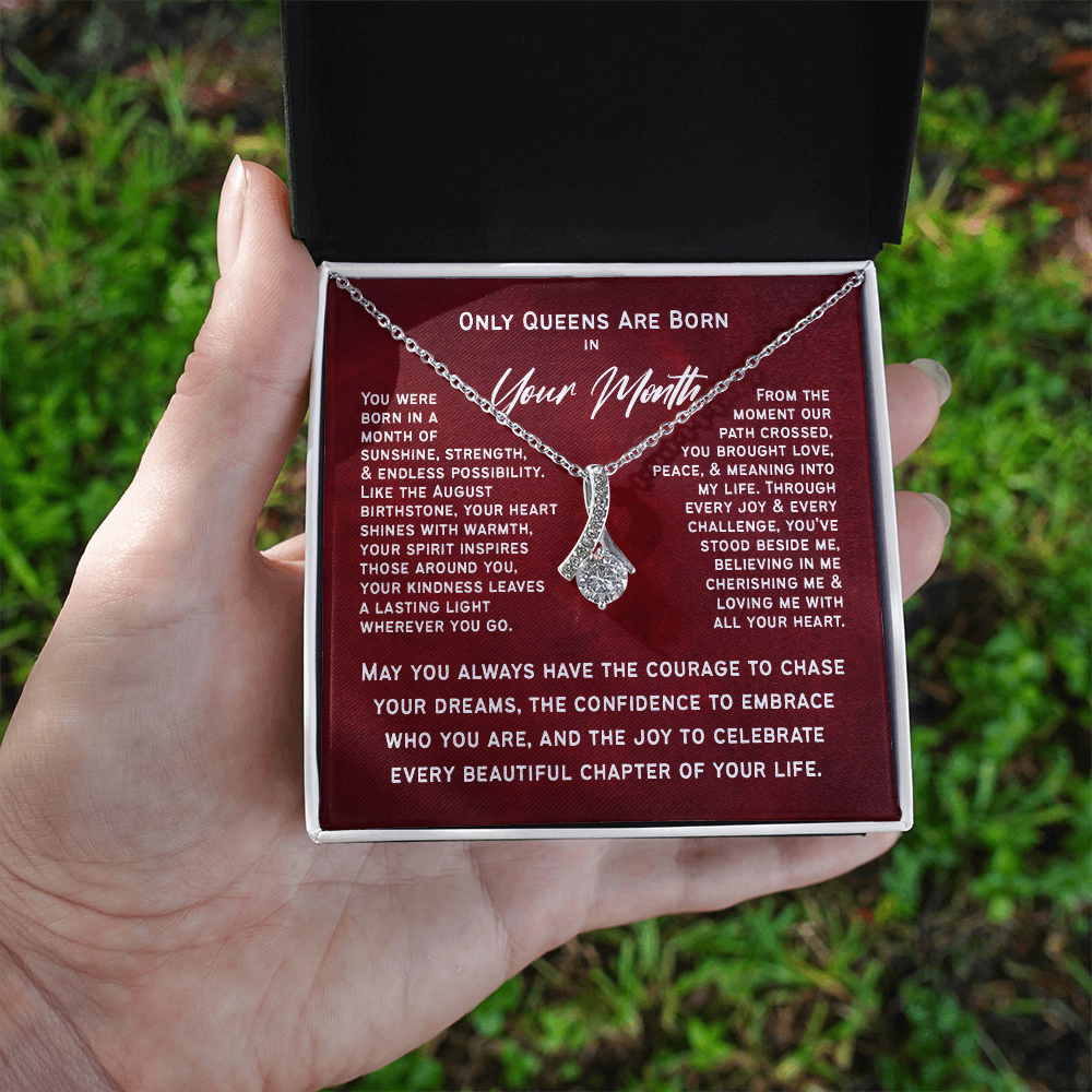 Personalized Birth Month Necklace – Only Queens Are Born This Month | Birthday Gift for Her, Wife, Mom, Grandma, Sister or Daughter | SparkinGifts