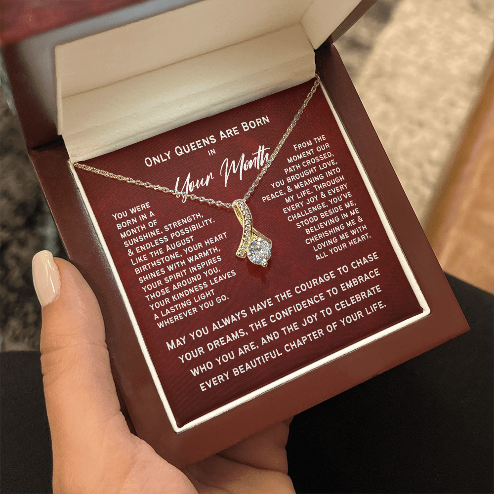 Personalized Birth Month Necklace – Only Queens Are Born This Month | Birthday Gift for Her, Wife, Mom, Grandma, Sister or Daughter | SparkinGifts