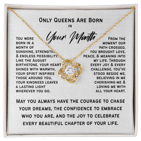 Only Queens Are Born This Month – Personalized Birth Month Necklace | Birthday Gift for Her, Wife, Mom, Grandma, Sister or Daughter | SparkinGifts