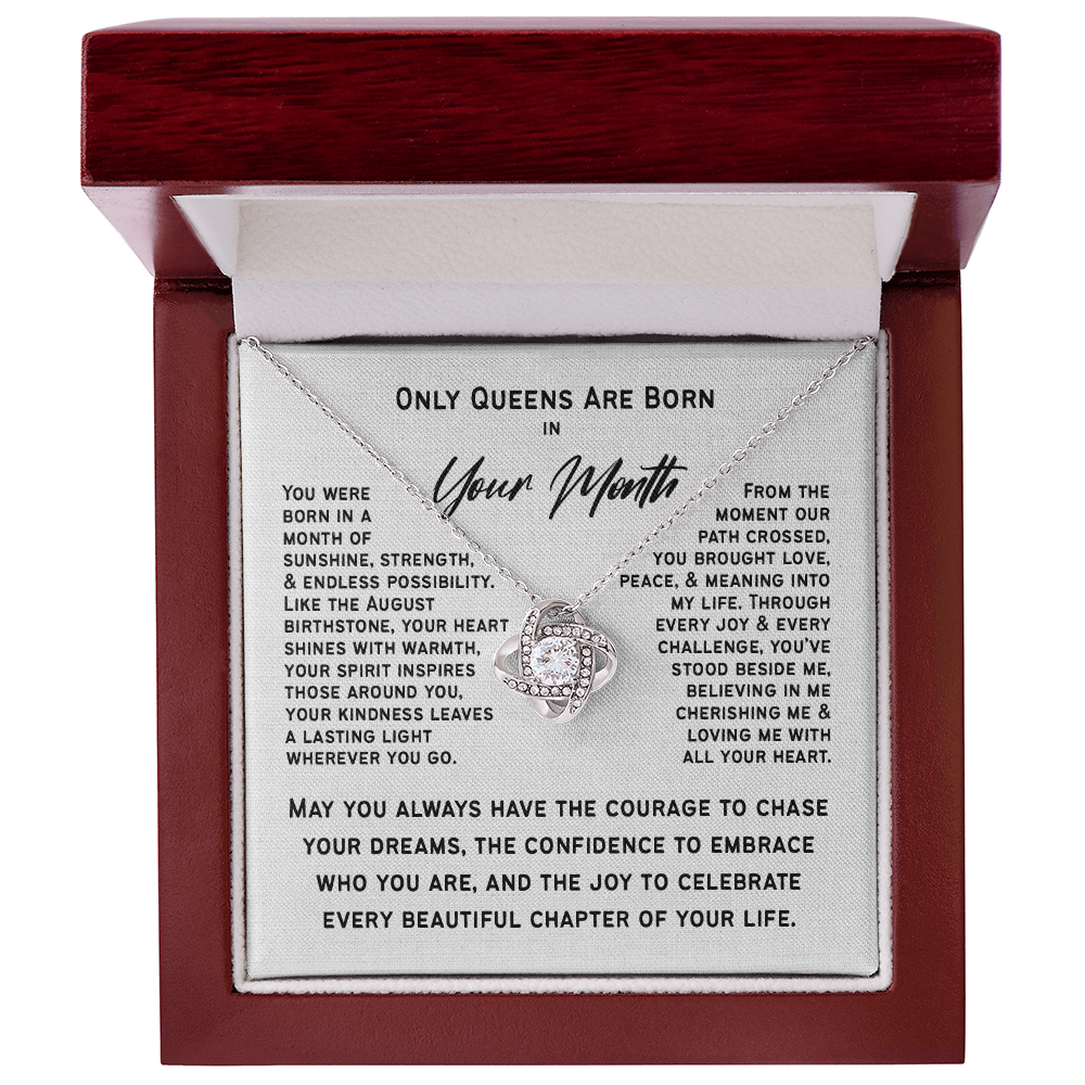 Only Queens Are Born This Month – Personalized Birth Month Necklace | Birthday Gift for Her, Wife, Mom, Grandma, Sister or Daughter | SparkinGifts