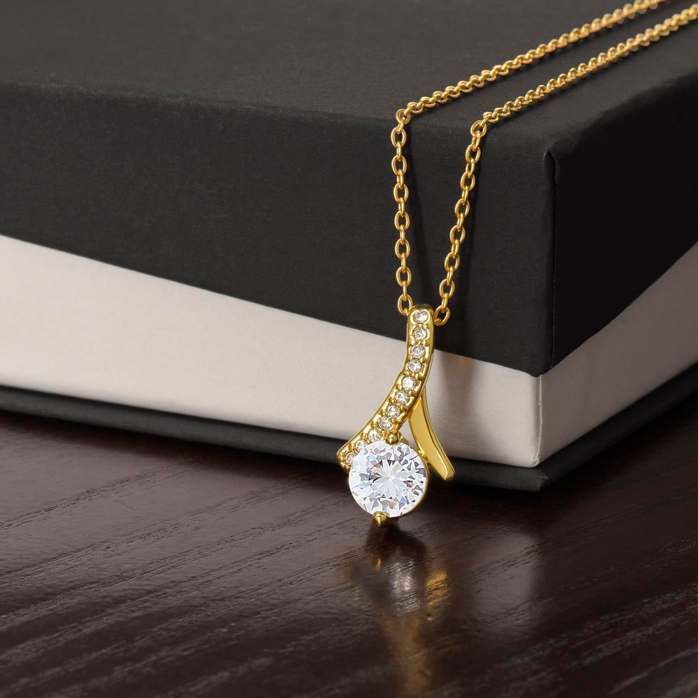 Ladies Beautiful Necklace White or Yellow Gold with Cubic Zirconia Pendant Lobster Clasp | Elegant Anniversary Present Jewellery For Daughter, Sister, Mother, Wife
