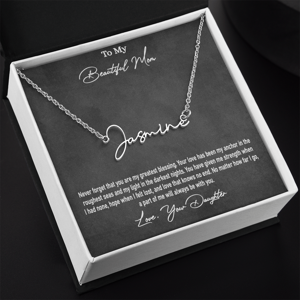 Personalised Signature Name Necklace for Mom – Unique Gift from Daughter | SparklinGifts