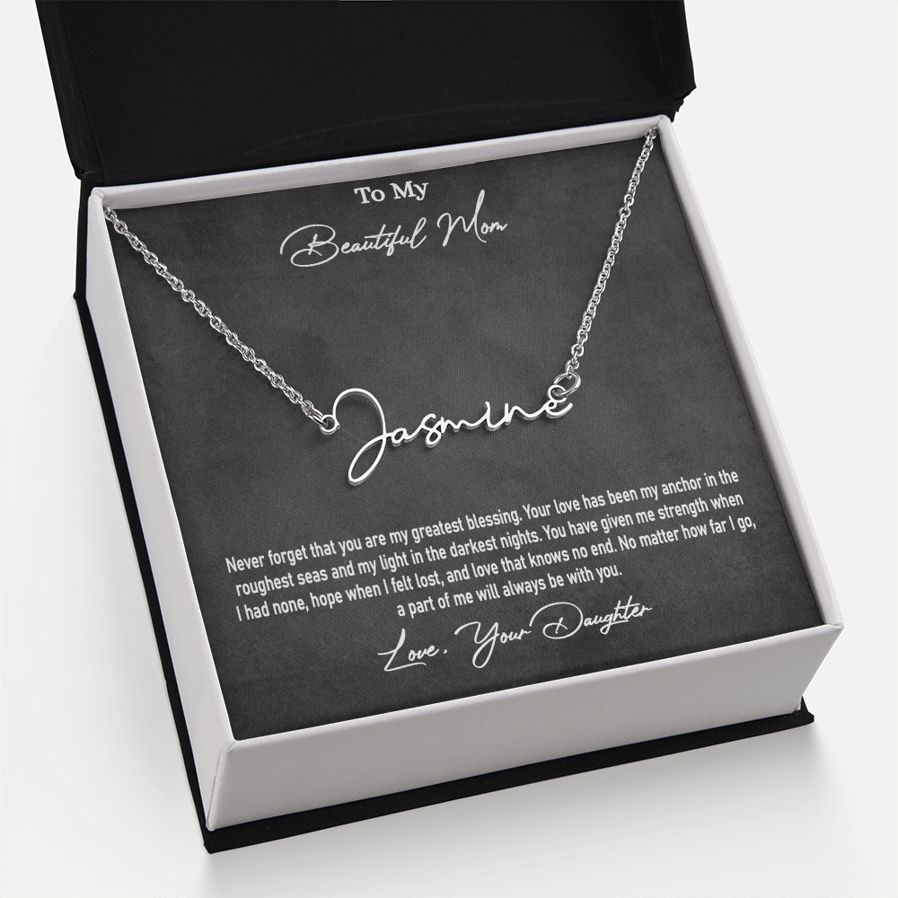 Personalised Signature Name Necklace for Mom – Unique Gift from Daughter | SparklinGifts