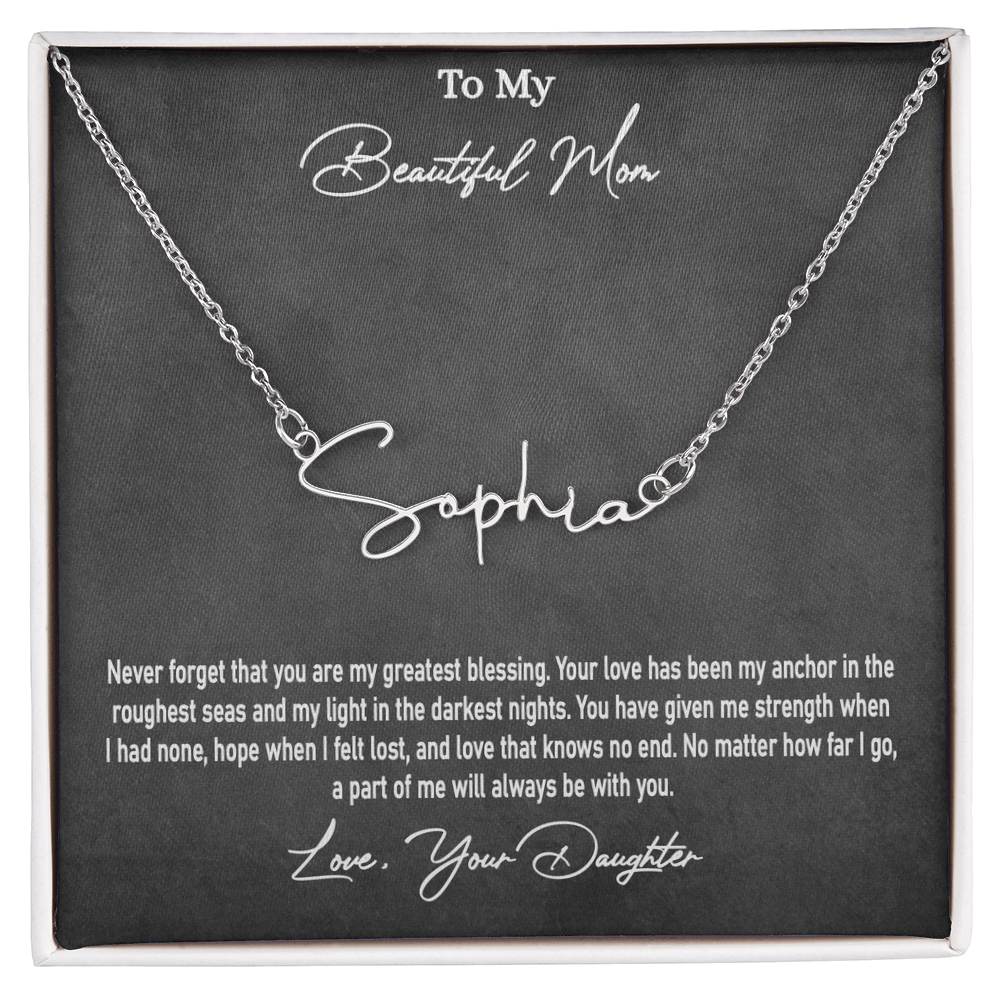 Personalised Signature Name Necklace for Mom – Unique Gift from Daughter | SparklinGifts