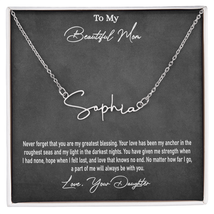 Personalised Signature Name Necklace for Mom – Unique Gift from Daughter | SparklinGifts