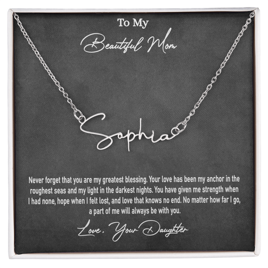 Personalised Signature Name Necklace for Mom – Unique Gift from Daughter | SparklinGifts