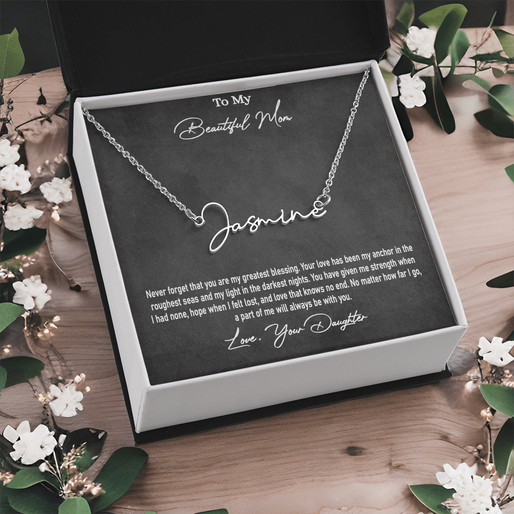 Personalised Signature Name Necklace for Mom – Unique Gift from Daughter | SparklinGifts