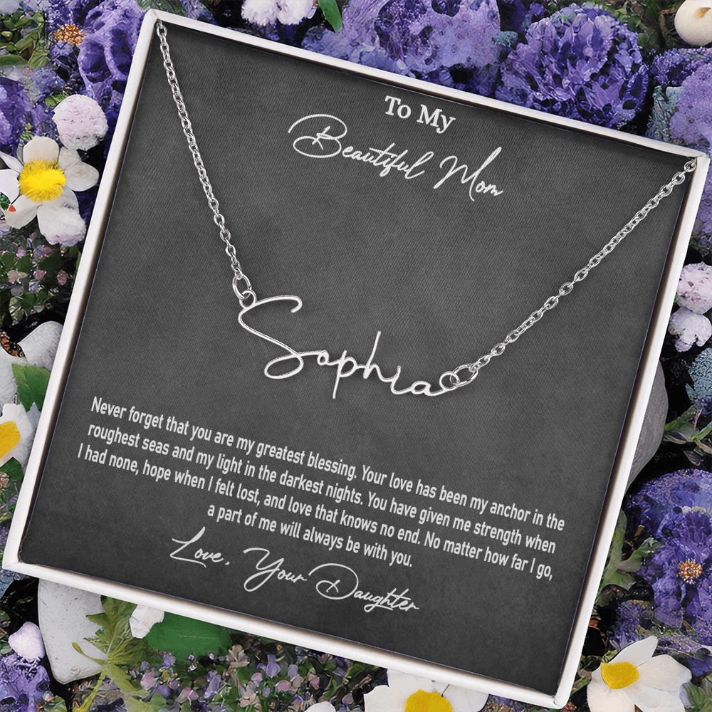 Personalised Signature Name Necklace for Mom – Unique Gift from Daughter | SparklinGifts