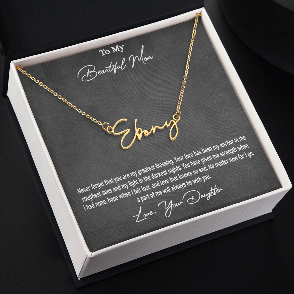 Personalised Signature Name Necklace for Mom – Unique Gift from Daughter | SparklinGifts