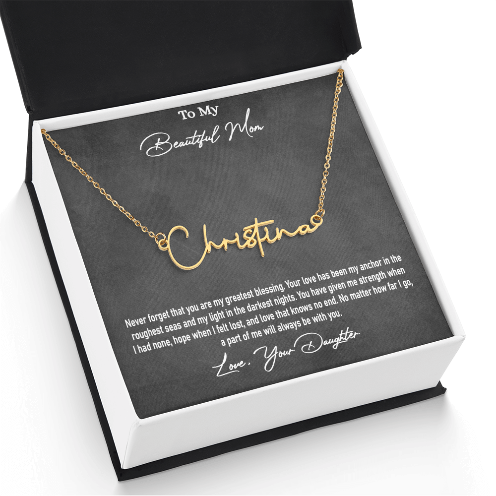 Personalised Signature Name Necklace for Mom – Unique Gift from Daughter | SparklinGifts