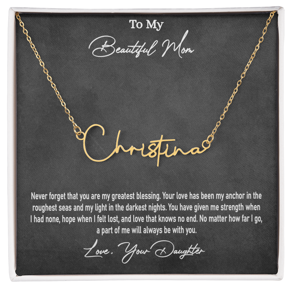 Personalised Signature Name Necklace for Mom – Unique Gift from Daughter | SparklinGifts