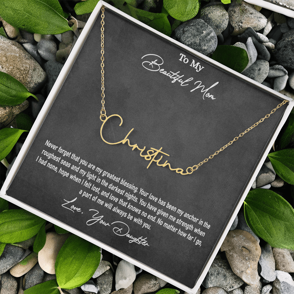 Personalised Signature Name Necklace for Mom – Unique Gift from Daughter | SparklinGifts