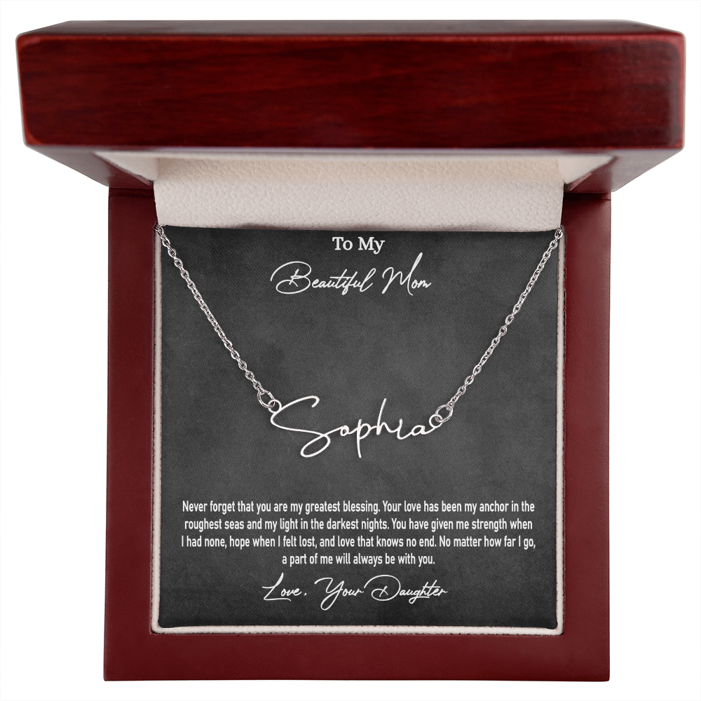 Personalised Signature Name Necklace for Mom – Unique Gift from Daughter | SparklinGifts
