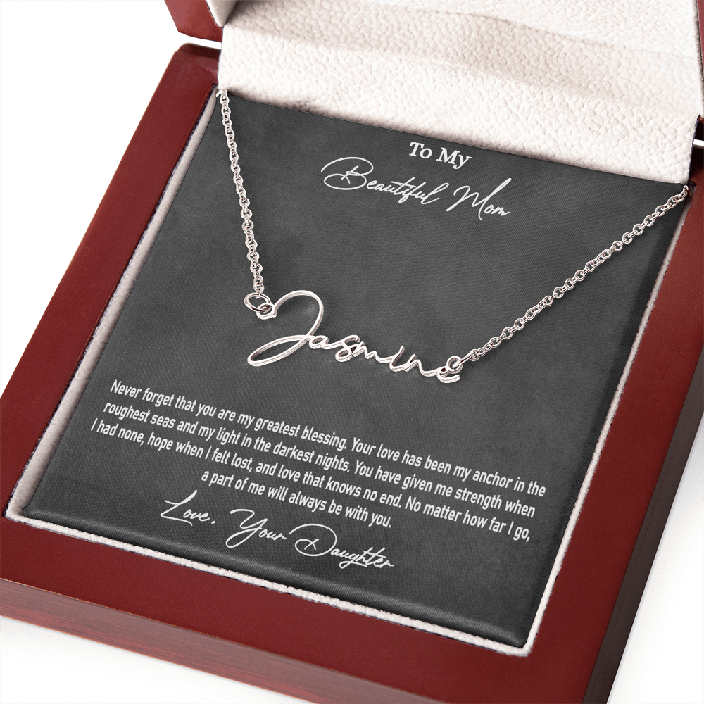 Personalised Signature Name Necklace for Mom – Unique Gift from Daughter | SparklinGifts