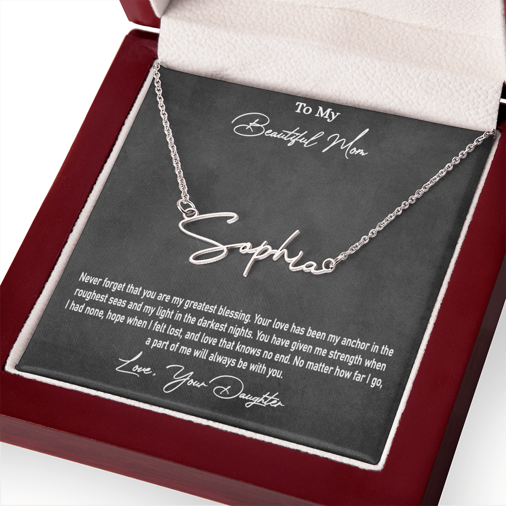 Personalised Signature Name Necklace for Mom – Unique Gift from Daughter | SparklinGifts