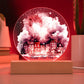 City Lights 2024: Fireworks Celebration in Watercolor - Circular Acrylic Plaque for a Festive New Year!