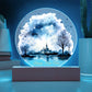 Captivating 2024 City Skyline Fireworks: Handcrafted Watercolor Circular Acrylic Plaque - Unique New Year's Gift!