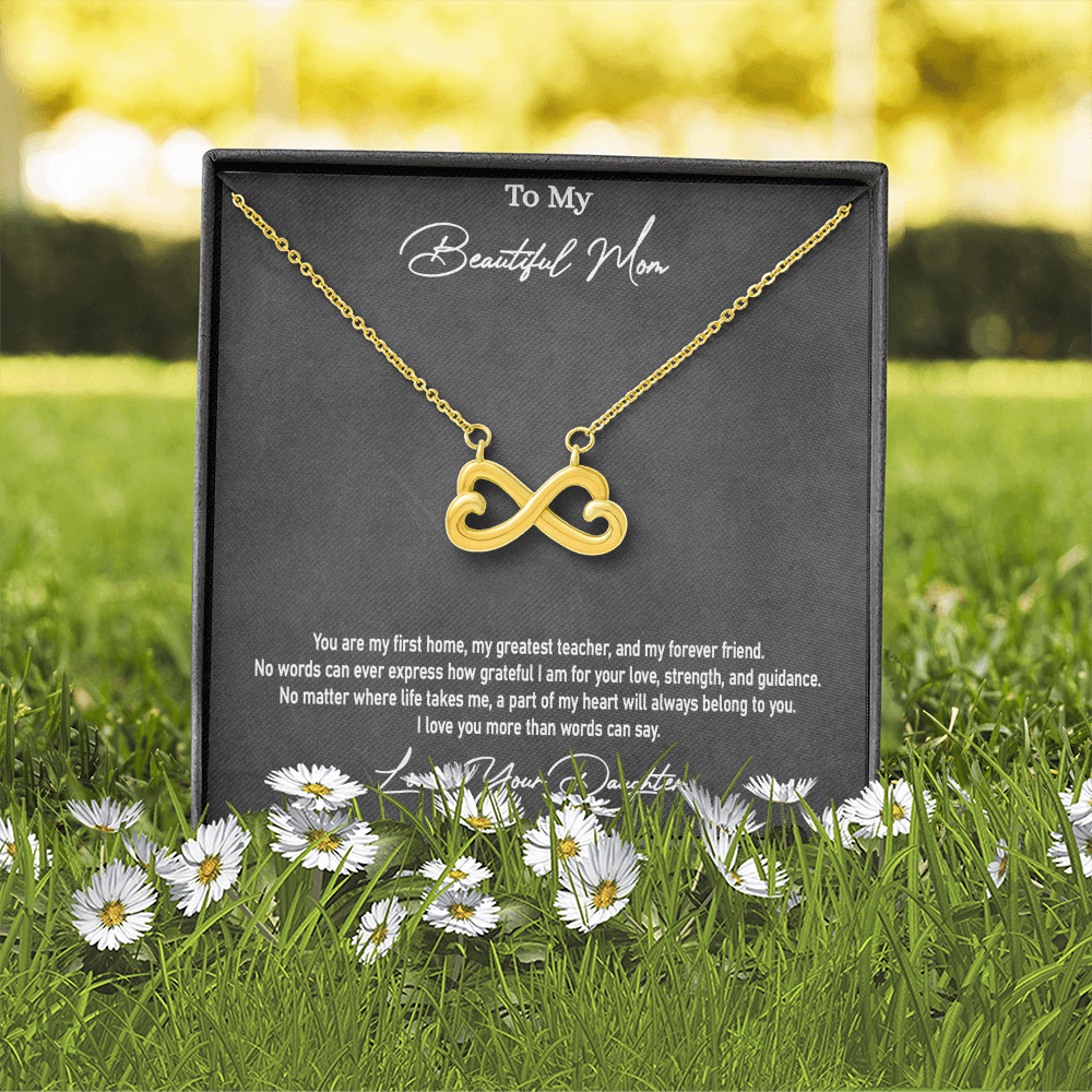 Daughter to Mother Gift | Endless Love Heart Infinity Necklace for Mom | "I Love You More Than Words Can Say"