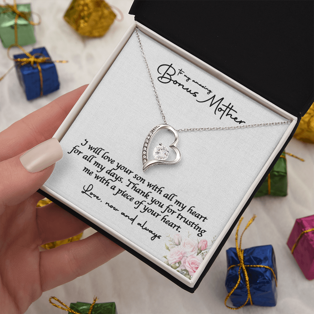 Bride Necklace Gift For Bonus Mom , Step Mom Stylish Jewelry Gift with a Kind Heartwarming  Message Card, Mother in Law Gift from Bride, MIL Wedding Gift, Step Mother of the Bride Gift Jewelry